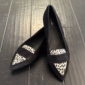 Clarks Black and White Patterned Flats